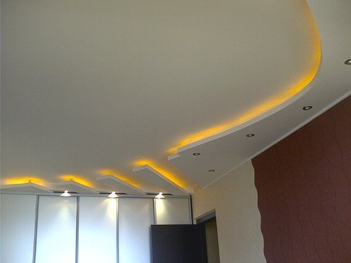 Сложный дизайн потолка с подсветкой фото смотреть