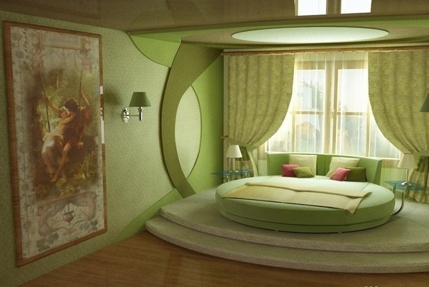 Спальня в зелёных тонах фото смотреть