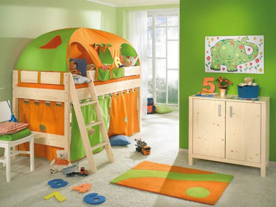 Зелёная детская комната. фото смотреть
